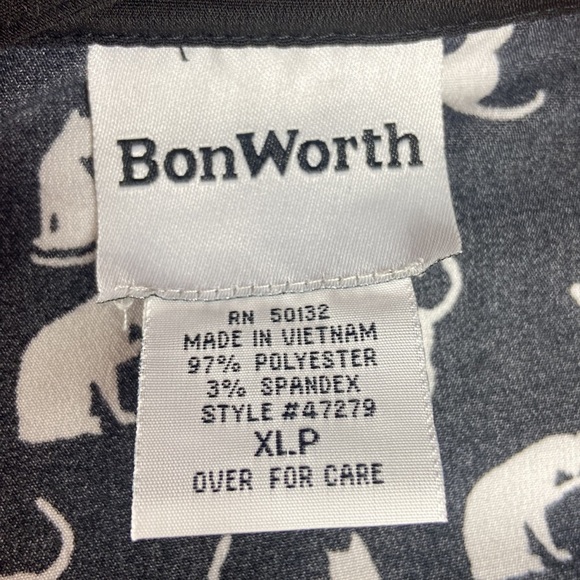 BonWorth Long Sleeve Button Down Cat Print Blouse with V Cutout - Picture 6 of 7